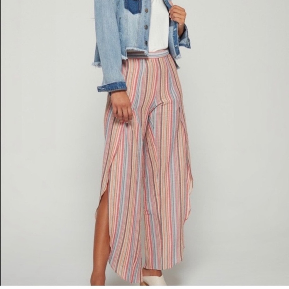 NWT Anthropologie Drew Whitney striped Split Tulip pants Small Agave